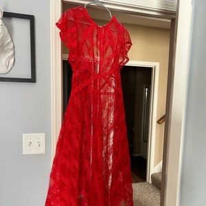 Red Lace Dress Overlay NWT free people size M